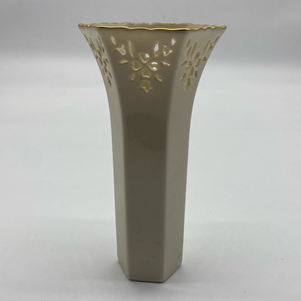 Lenox Cream Vase with Gold Floral Design